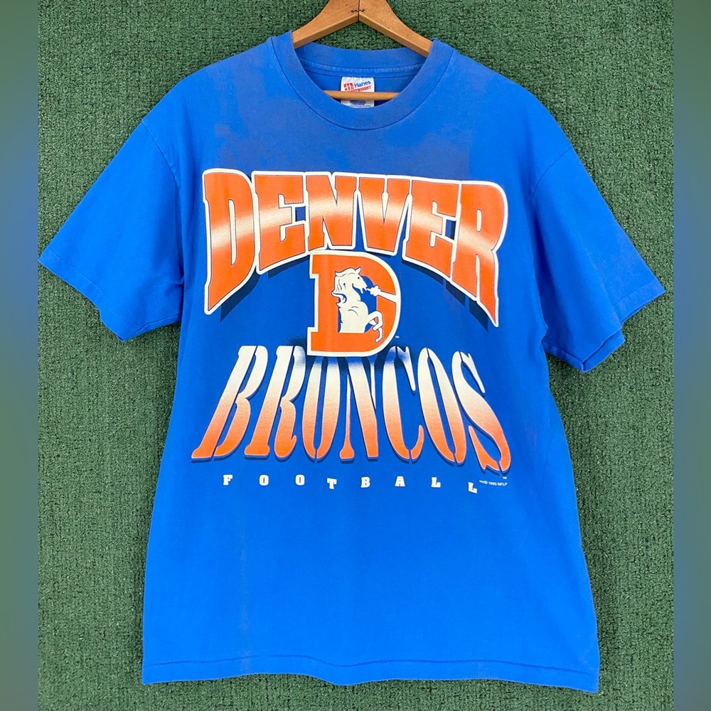 VTG 1995 Denver Broncos Large Graphic Single Stitch T-shirt Mens Medium
